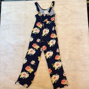 Poof Girl Girls Blue Floral Romper L